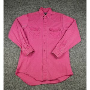 Vintage Wrangler Brushpopper Shirt Mens 15.5-34 Pink‎ Regular Fit X-Long Tails